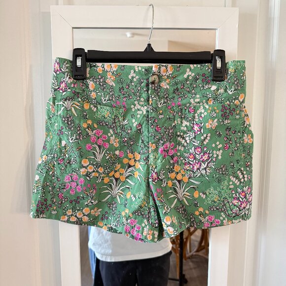 Maeve by Anthropologie Green Floral Linen-Blend Colette Shorts Size 29 - Picture 1 of 4